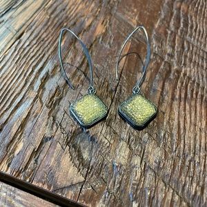 Silver and yellow stone earrings